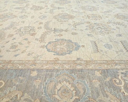 12x14 Zeigler Beige Afghan Hand Knotted Wool Area Rug